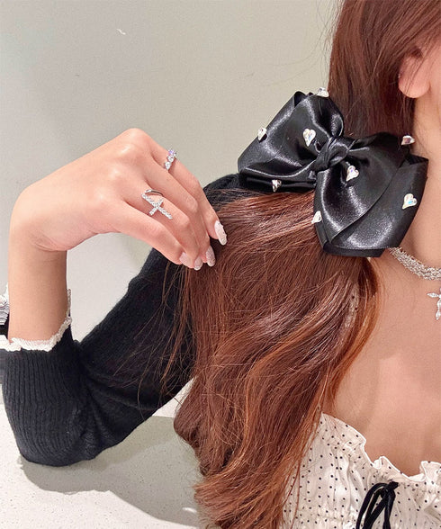 ハートラインストーンバレッタ キラキラ レディース リボンヘアクリップ 髪飾り ヘアアイテム 大人 かわいい エレガント ヘアアレンジ 雑貨 まとめ髪 99HXGY-010