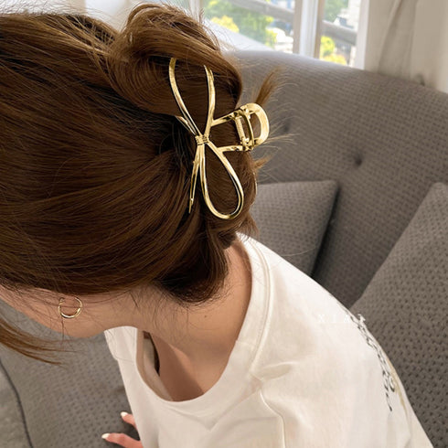 メタルヘアクリップ バンスクリップ 韓国 レディース ヘアアクセサリー シルバー 蝶結び 大人 可愛い おしゃれ 髪飾り オフィス 誕生日 プレゼント 演奏会 99HXSP-005