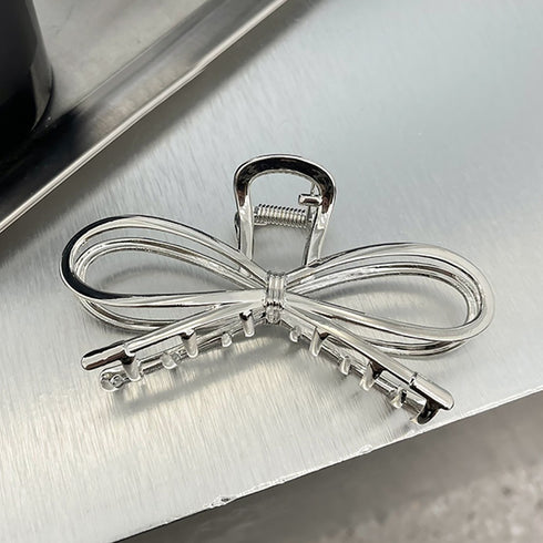 メタルヘアクリップ バンスクリップ 韓国 レディース ヘアアクセサリー シルバー 蝶結び 大人 可愛い おしゃれ 髪飾り オフィス 誕生日 プレゼント 演奏会 99HXSP-005