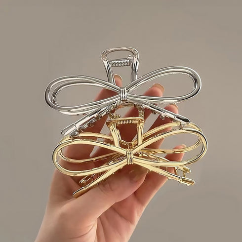 メタルヘアクリップ バンスクリップ 韓国 レディース ヘアアクセサリー シルバー 蝶結び 大人 可愛い おしゃれ 髪飾り オフィス 誕生日 プレゼント 演奏会 99HXSP-005