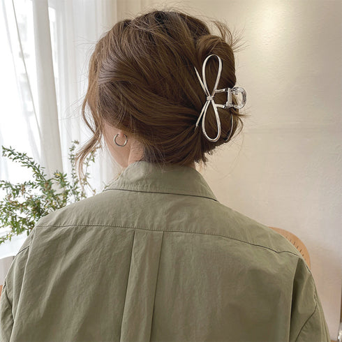 メタルヘアクリップ バンスクリップ 韓国 レディース ヘアアクセサリー シルバー 蝶結び 大人 可愛い おしゃれ 髪飾り オフィス 誕生日 プレゼント 演奏会 99HXSP-005