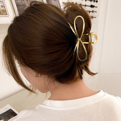 メタルヘアクリップ バンスクリップ 韓国 レディース ヘアアクセサリー シルバー 蝶結び 大人 可愛い おしゃれ 髪飾り オフィス 誕生日 プレゼント 演奏会 99HXSP-005