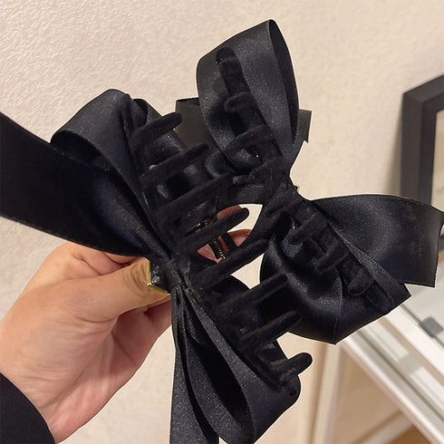 リボンヘアクリップ ハート飾り 韓国風 レディース ヘアアクセサリー バンスクリップ ベルベット メタル 髪留め 大人 エレガント おしゃれ 韓国ファッション 99HXSP-006