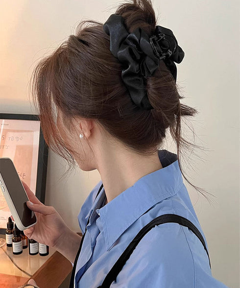 ヘアクリップ バンスクリップ フリル レディース 髪留め 髪飾り まとめ髪 おしゃれ 大人 可愛い オフイスカジュアル ヘアアクセサリー 99HYRY-001