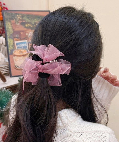 ヘアゴム シュシュ 蝶結び 透け感 レディース ヘアアレンジ 髪留め 髪飾り オルチャン おしゃれ カジュアル 大人っぽい 可愛い お団子 ヘアグッズ 99HYRY-002