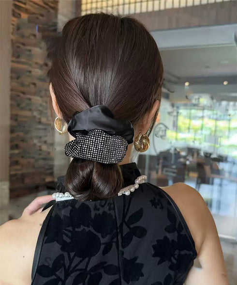 ヘアゴム シュシュ 配色デザイン 韓国風 レディース ヘアアレンジ 髪留め 髪飾り キラキラ サテン オルチャン おしゃれ カジュアル 大人っぽい 可愛い 99HYRY-003