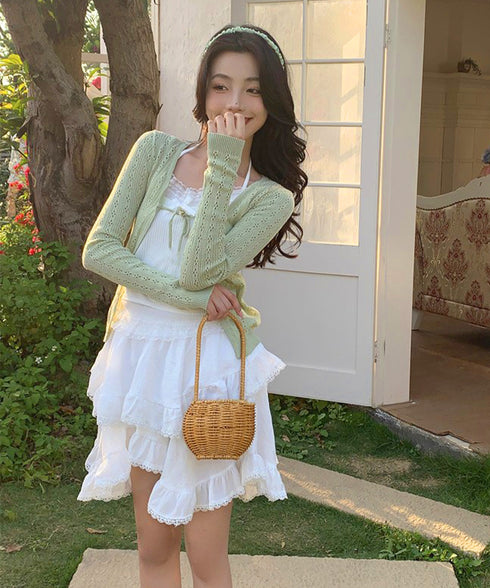 カーディガン 透かし編み レディース 長袖トップス 薄手 無地 セクシー 大人 可愛い おしゃれ 着やせ オルチャン 着回し フェミニン 冷房対策 99HZM-001