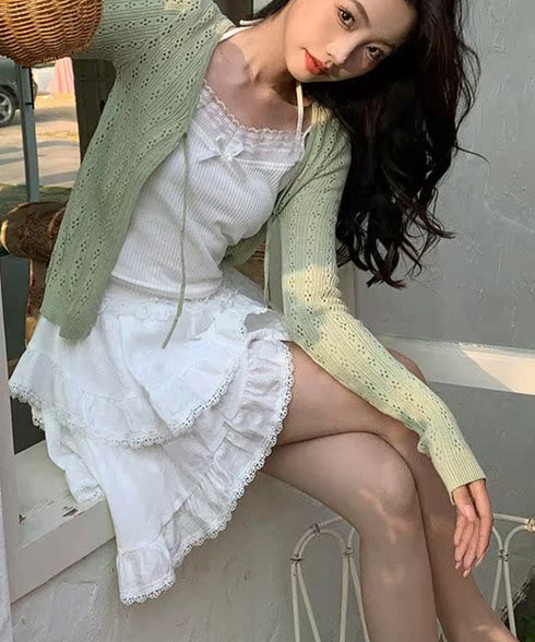 カーディガン 透かし編み レディース 長袖トップス 薄手 無地 セクシー 大人 可愛い おしゃれ 着やせ オルチャン 着回し フェミニン 冷房対策 99HZM-001