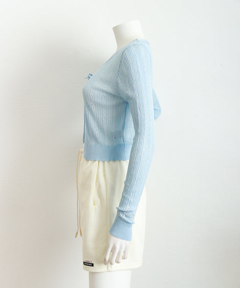 カーディガン 透かし編み レディース 長袖トップス 薄手 無地 セクシー 大人 可愛い おしゃれ 着やせ オルチャン 着回し フェミニン 冷房対策 99HZM-001