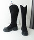 ロングブーツ レディース スエード調 ジョッキーブーツ ジッパー付き チャンキーヒール 秋冬 膝下 オルチャン おしゃれ オフィスカジュアル 疲れにくい 99JGXY-001