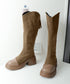 ロングブーツ レディース スエード調 ジョッキーブーツ ジッパー付き チャンキーヒール 秋冬 膝下 オルチャン おしゃれ オフィスカジュアル 疲れにくい 99JGXY-001