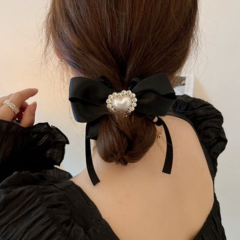 光沢シュシュ ヘアゴム ハート リボン レディース 韓国 サテン まとめ髪 髪飾り ヘアアレンジ ラインストーン 水玉 大人 可愛い 女子会 おしゃれ 99JHSP-001