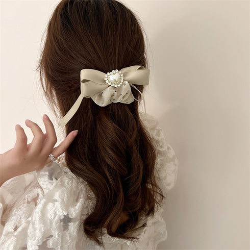 光沢シュシュ ヘアゴム ハート リボン レディース 韓国 サテン まとめ髪 髪飾り ヘアアレンジ ラインストーン 水玉 大人 可愛い 女子会 おしゃれ 99JHSP-001