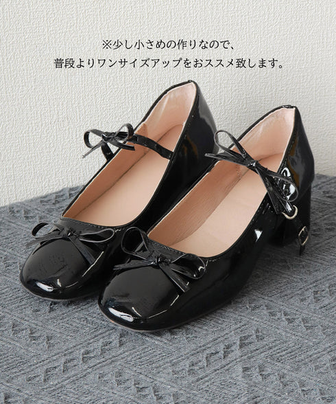 リボン バレエパンプス 美脚ヒール パンプス レディース スクエアトゥ チャンキーヒール きれいめ 歩きやすい オシャレ 大人可愛い 結婚式 披露宴 99JRDZ-001