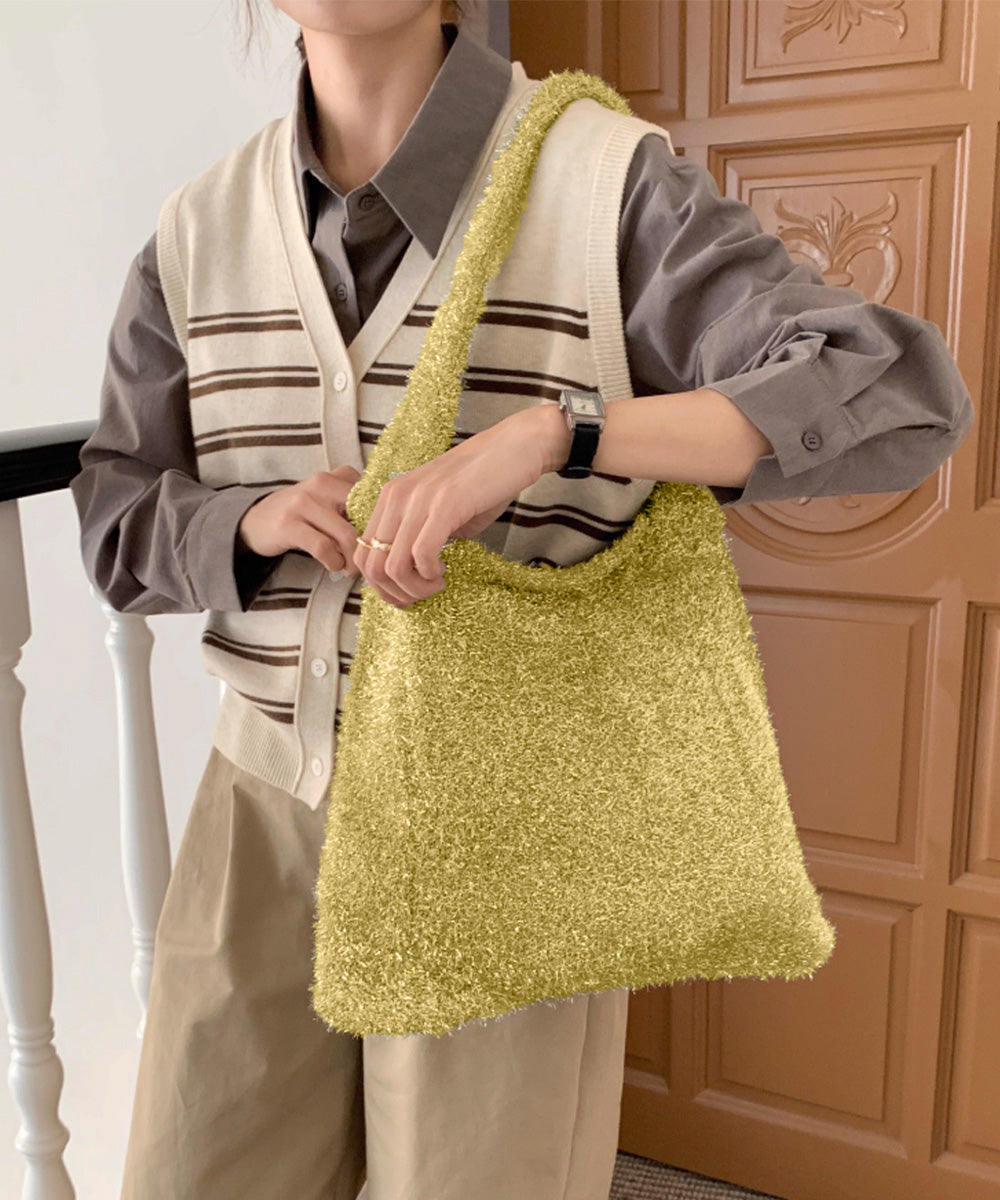 ニットトートバッグ ラメシャギー