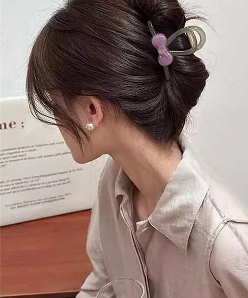 ヘアクリップ レディース リボン 韓国風 ヘアアクセサリー バンスクリップ 髪飾り 髪留め まとめ髪 オルチャン お洒落 大人 かわいい デート 雑貨グッズ 99JXSP-002