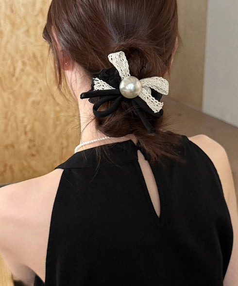ヘアゴム シュシュ レース蝶結び 韓国風 レディース 髪飾り ヘアアレンジ ヘアアクセサリー 透け感 パール付き 人気 大人可愛い オルチャン おしゃれ 雑貨 99JXSP-006