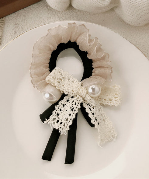 ヘアゴム シュシュ レース蝶結び 韓国風 レディース 髪飾り ヘアアレンジ ヘアアクセサリー 透け感 パール付き 人気 大人可愛い オルチャン おしゃれ 雑貨 99JXSP-006
