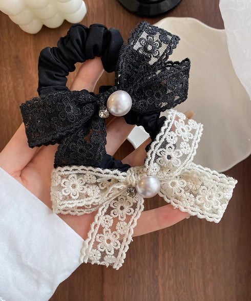 シュシュ レースリボン パール ヘアゴム レディース 蝶結び まとめ髪 髪飾り 簡単 オルチャン おしゃれ 大人 可愛い フェミニン 女子会 デート 発表会 雑貨 99JXSP-009