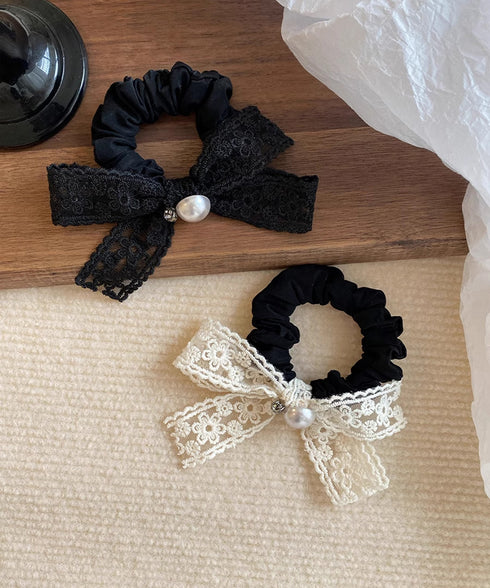 シュシュ レースリボン パール ヘアゴム レディース 蝶結び まとめ髪 髪飾り 簡単 オルチャン おしゃれ 大人 可愛い フェミニン 女子会 デート 発表会 雑貨 99JXSP-009