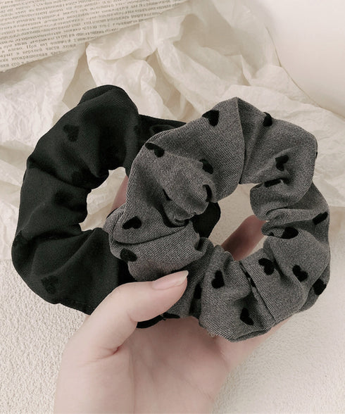 シュシュ ヘアゴム リボン柄 ハート柄 レディース ヘアアクセサリー ヘアアレンジ ボリューム髪飾り 髪留め 大人 可愛い オルチャン フェミニン デート 99JXSP-013