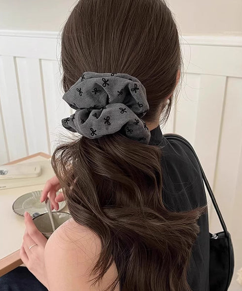 シュシュ ヘアゴム リボン柄 ハート柄 レディース ヘアアクセサリー ヘアアレンジ ボリューム髪飾り 髪留め 大人 可愛い オルチャン フェミニン デート 99JXSP-013