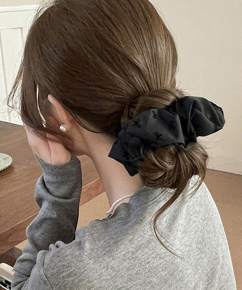 シュシュ ヘアゴム リボン柄 ハート柄 レディース ヘアアクセサリー ヘアアレンジ ボリューム髪飾り 髪留め 大人 可愛い オルチャン フェミニン デート 99JXSP-013