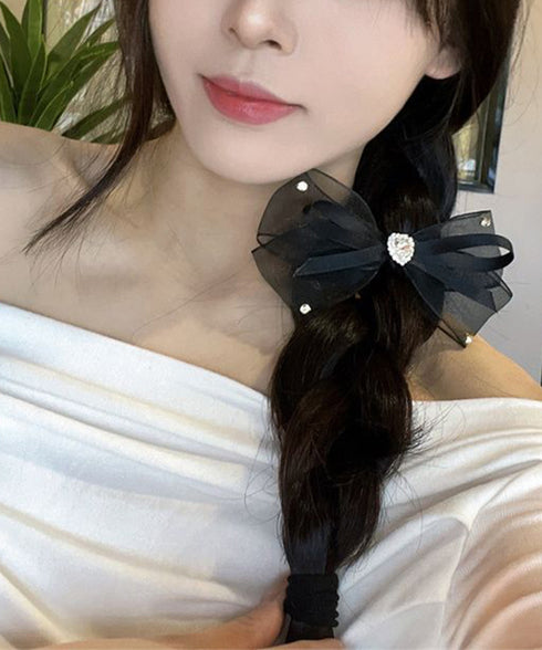 リボンシュシュ ヘアゴム レディース ヘアアレンジ 髪飾り 髪留め まとめ髪 ラインストーン 透け感 大人 かわいい おしゃれ オルチャン 発表会 99JXSP-014