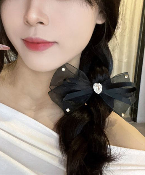 リボンシュシュ ヘアゴム レディース ヘアアレンジ 髪飾り 髪留め まとめ髪 ラインストーン 透け感 大人 かわいい おしゃれ オルチャン 発表会 99JXSP-014