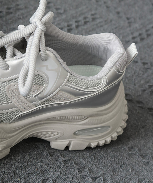 厚底メッシュスニーカー 美脚 韓国風靴黒 レディース ダッドスニーカー レースアップ 疲れにくい カジュアル靴 プラットフォーム靴 低身長さん 通勤通学スポーツ靴 99JYXY-003