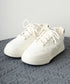 バイカラー厚底スニーカー 白 ベーシック レディース ボリュームソールシューズ レースアップ ローカットダッドスニーカー 美脚脚長 疲れにくいスニーカー 韓国風 99JYXY-010
