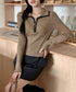 ニットトップス ファスナー付き 無地 レディース プルオーバー ニットインナー 着回し 大人 お洒落 カジュアル オフィス シンプル 99KJNZ-001