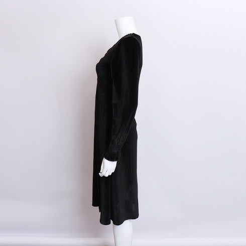 ベロアワンピース スプリット レディース タイトワンピース 黒 長袖 ハイウエスト フォーマル エレガント カジュアル フェミニン 大人 きれいめ 着やせワンピ 99KME-021