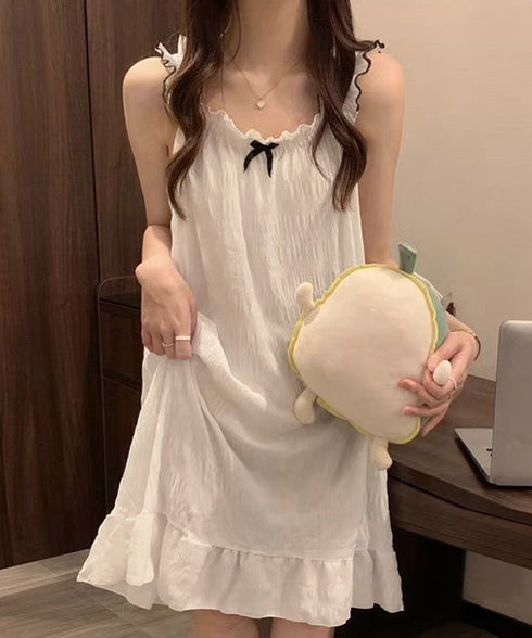 パジャマ ワンピース カップ付き レディース 部屋着 ルームウェア 肌触り良い お洒落夏 リボン 花柄 可愛い きれいめ 軽やか着心地 薄手 フェミニン 99KME-028