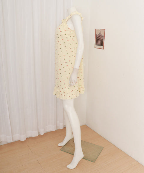 パジャマ ワンピース カップ付き レディース 部屋着 ルームウェア 肌触り良い お洒落夏 リボン 花柄 可愛い きれいめ 軽やか着心地 薄手 フェミニン 99KME-028