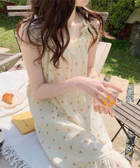 パジャマ ワンピース カップ付き レディース 部屋着 ルームウェア 肌触り良い お洒落夏 リボン 花柄 可愛い きれいめ 軽やか着心地 薄手 フェミニン 99KME-028