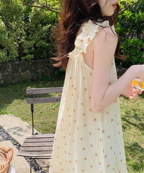 パジャマ ワンピース カップ付き レディース 部屋着 ルームウェア 肌触り良い お洒落夏 リボン 花柄 可愛い きれいめ 軽やか着心地 薄手 フェミニン 99KME-028