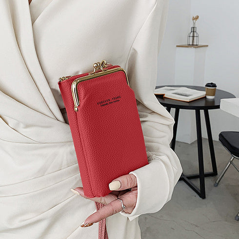 スマホショルダー レディース 全6色 お財布ショルダー 長財布 スマホポーチ スマホポシェット がま口 斜めがけ 縦型 小銭入れ おしゃれ 99KXM-002