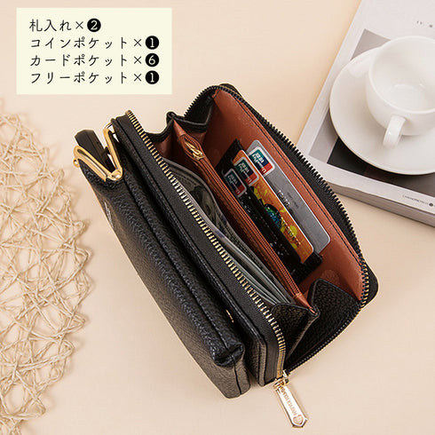 スマホショルダー レディース 全6色 お財布ショルダー 長財布 スマホポーチ スマホポシェット がま口 斜めがけ 縦型 小銭入れ おしゃれ 99KXM-002