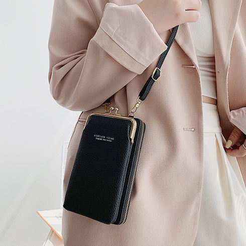 スマホショルダー レディース 全6色 お財布ショルダー 長財布 スマホポーチ スマホポシェット がま口 斜めがけ 縦型 小銭入れ おしゃれ 99KXM-002