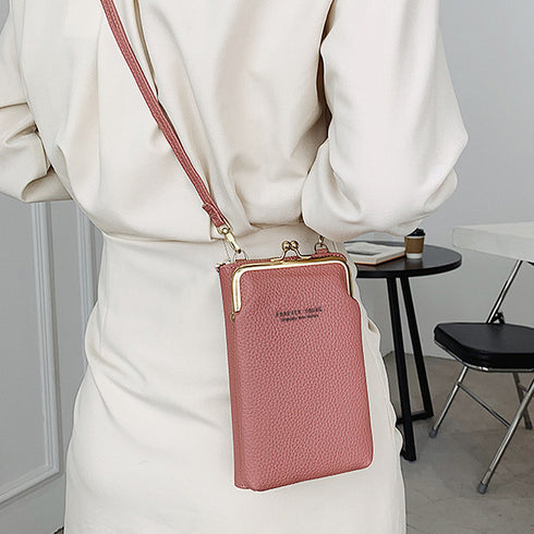 スマホショルダー レディース 全6色 お財布ショルダー 長財布 スマホポーチ スマホポシェット がま口 斜めがけ 縦型 小銭入れ おしゃれ 99KXM-002