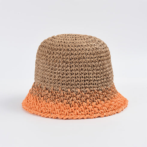 麦わら帽子 配色ストローハット 小顔韓国 レディース帽子 バケットハット ナチュラル uv対策 日焼け対策 折りたたみ 通気性 リゾート 夏海 可愛い おしゃれ 99LLZ-001