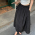 薄手ロングスカート ハイウエスト 韓国夏 レディース 無地 着やせ ウエストゴム フレアスカート お洒落大人 カジュアル 体型カバー オルチャン 99LRFS-001