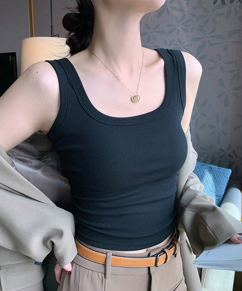 タンクトップ レディース 無地 Uネック 見せインナー 肌着 フィット ノースリーブ 着回し ベーシック オシャレ 大人 カジュアル セクシー 部屋着 99LTJ-001