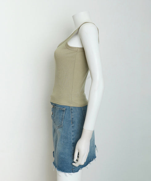 タンクトップ レディース 無地 Uネック 見せインナー 肌着 フィット ノースリーブ 着回し ベーシック オシャレ 大人 カジュアル セクシー 部屋着 99LTJ-001