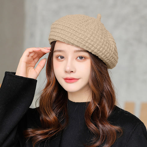 ベレー帽 レディース ニット帽子 3色 韓国風 レトロ かぼちゃ帽 丸み オルチャン カジュアル おしゃれ 可愛い 春秋冬 サイズ調節 折りたたみ 99MHMY-012