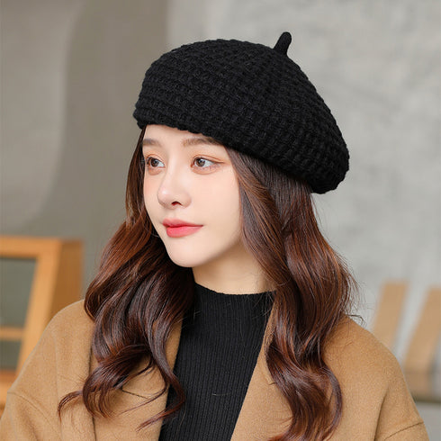 ベレー帽 レディース ニット帽子 3色 韓国風 レトロ かぼちゃ帽 丸み オルチャン カジュアル おしゃれ 可愛い 春秋冬 サイズ調節 折りたたみ 99MHMY-012