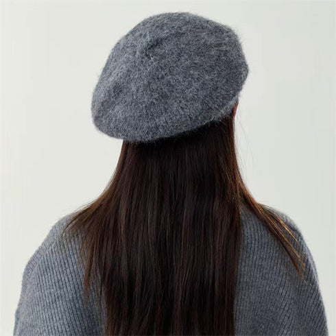 ニットベレー帽 起毛 レディース 秋冬 ハット ベレーぼうし 合金飾り 小顔 折りたたみ ぼうし 柔らかい 丸み トレンド感 かわいい おしゃれ カジュアル 99MHMY-022