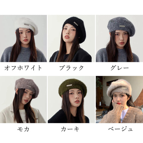 ニットベレー帽 起毛 レディース 秋冬 ハット ベレーぼうし 合金飾り 小顔 折りたたみ ぼうし 柔らかい 丸み トレンド感 かわいい おしゃれ カジュアル 99MHMY-022