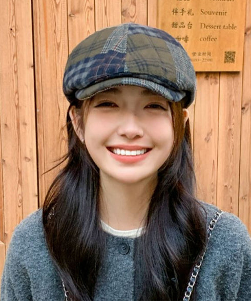 ベレー帽 レディース チェック柄 春秋冬 キャスケット帽 ベレーキャップ 防寒帽子 トレンド感 丸み 小顔 可愛い おしゃれ カジュアル アウトドア 99MHMY-026